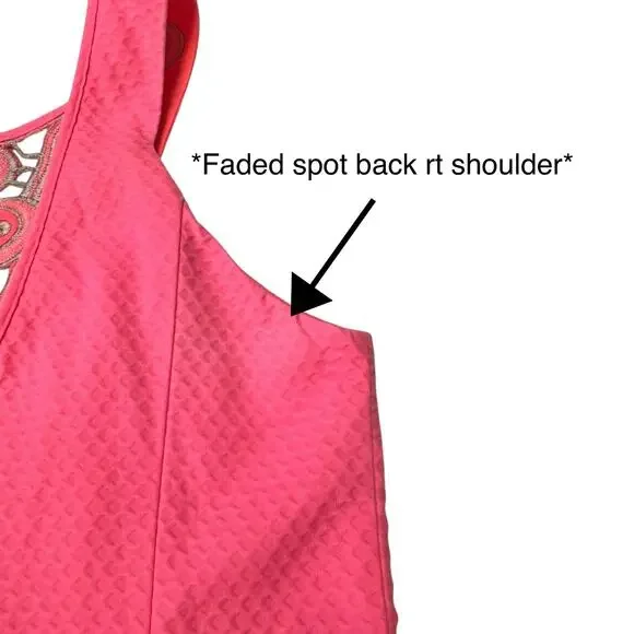 Lilly Pulitzer Pink Embroidered Sheath Dress Size 00 Cutout Back Zipper Lined - Picture 11 of 11